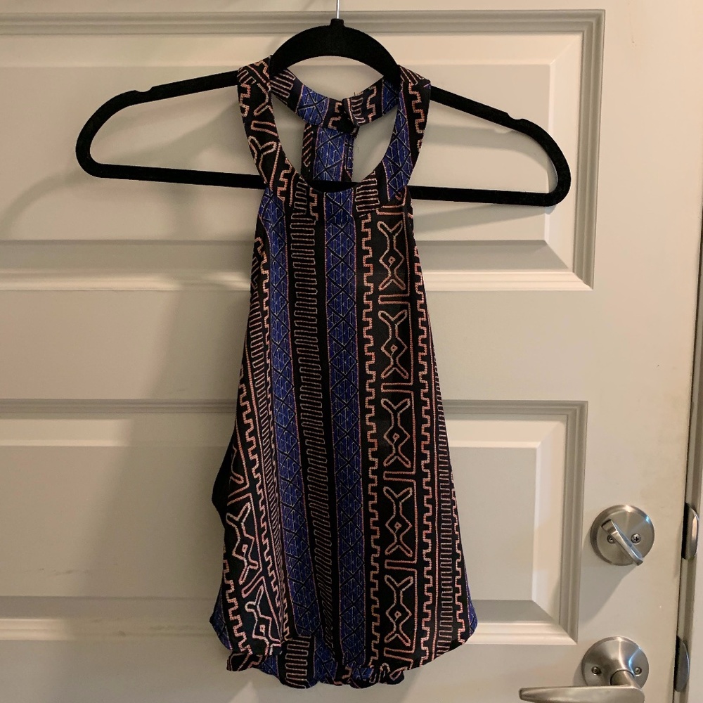 Multicolor High Neck Tank Blouse